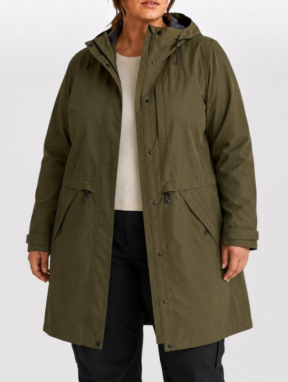 Eddie Bauer WeatherEdge Rainfoil Waterproof Parka Olive Green Granola Girl XL